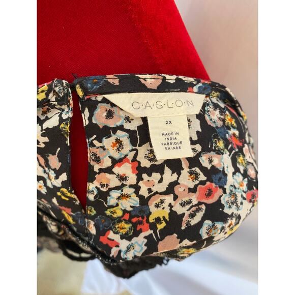 Caslon plus size 2x LS floral tunic top with lace bodice BOHO peasant NWOT - Picture 5 of 5